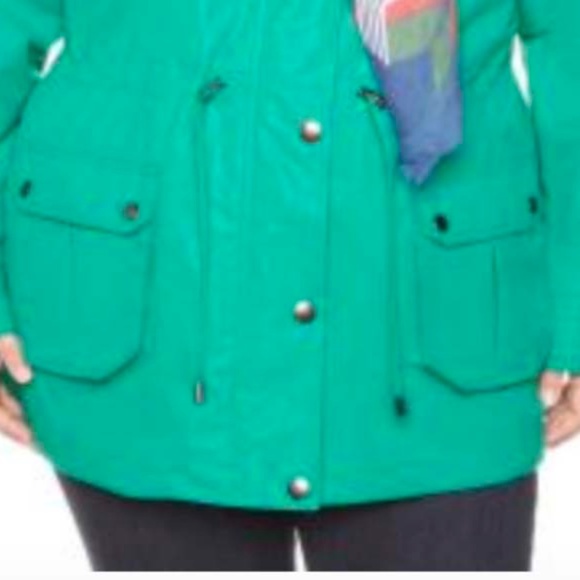 JACKET, RAIN, COLOUR: GREEN LAKE, SIZE 5X, HOOD, FRONT ZIP & SNAPS, FRONT POCKET - Picture 3 of 3
